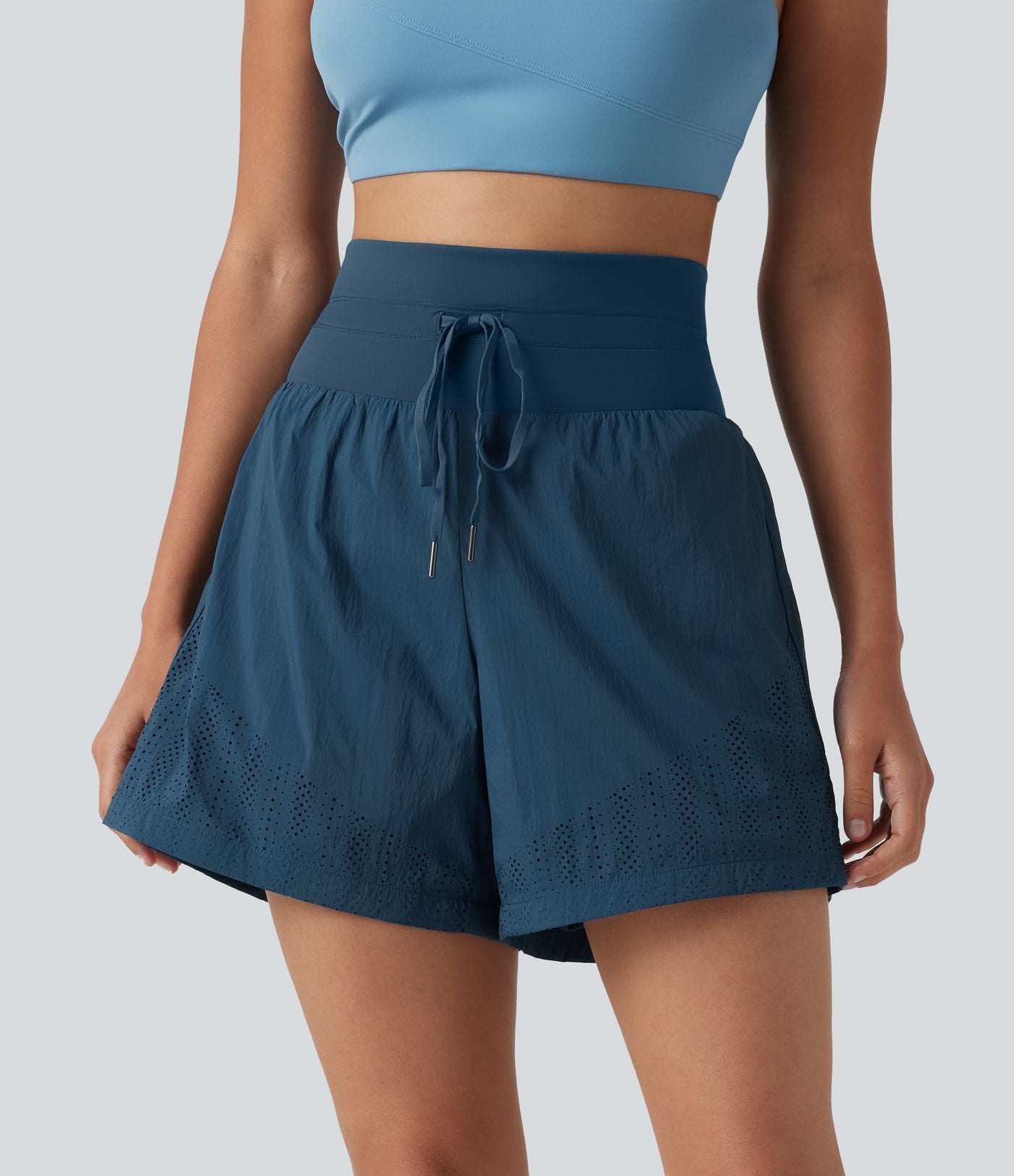 Short de course taille haute à œillets et cordon de serrage 12,5 cm avec poche
