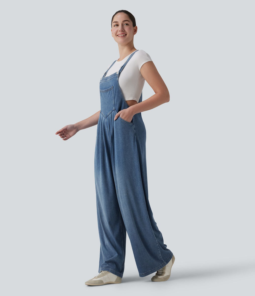 Halara Flex™ Salopette ample drapée en lyocell avec bretelles réglables et poches