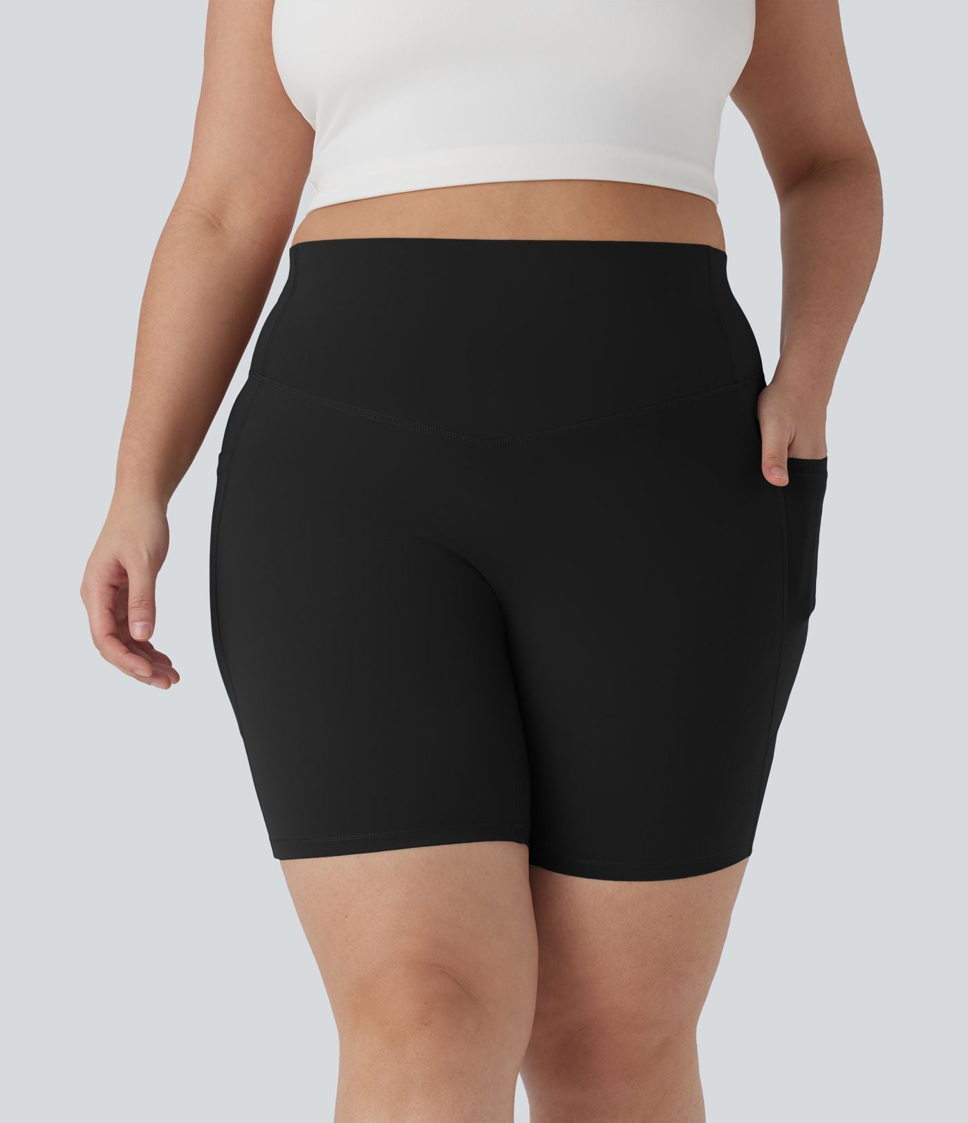 Short cycliste 17,5 cm d'entraînement gainant taille haute grande taille avec poches Halara UltraSculpt™