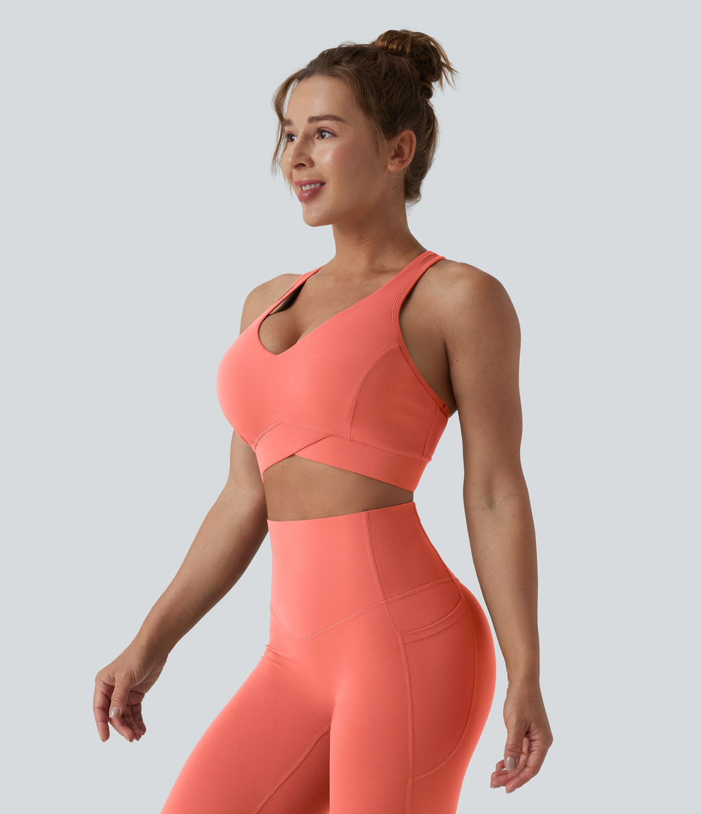 Brassière de sport running Halara UltraSculpt™ maintien léger col V dos nageur bonnets E-G