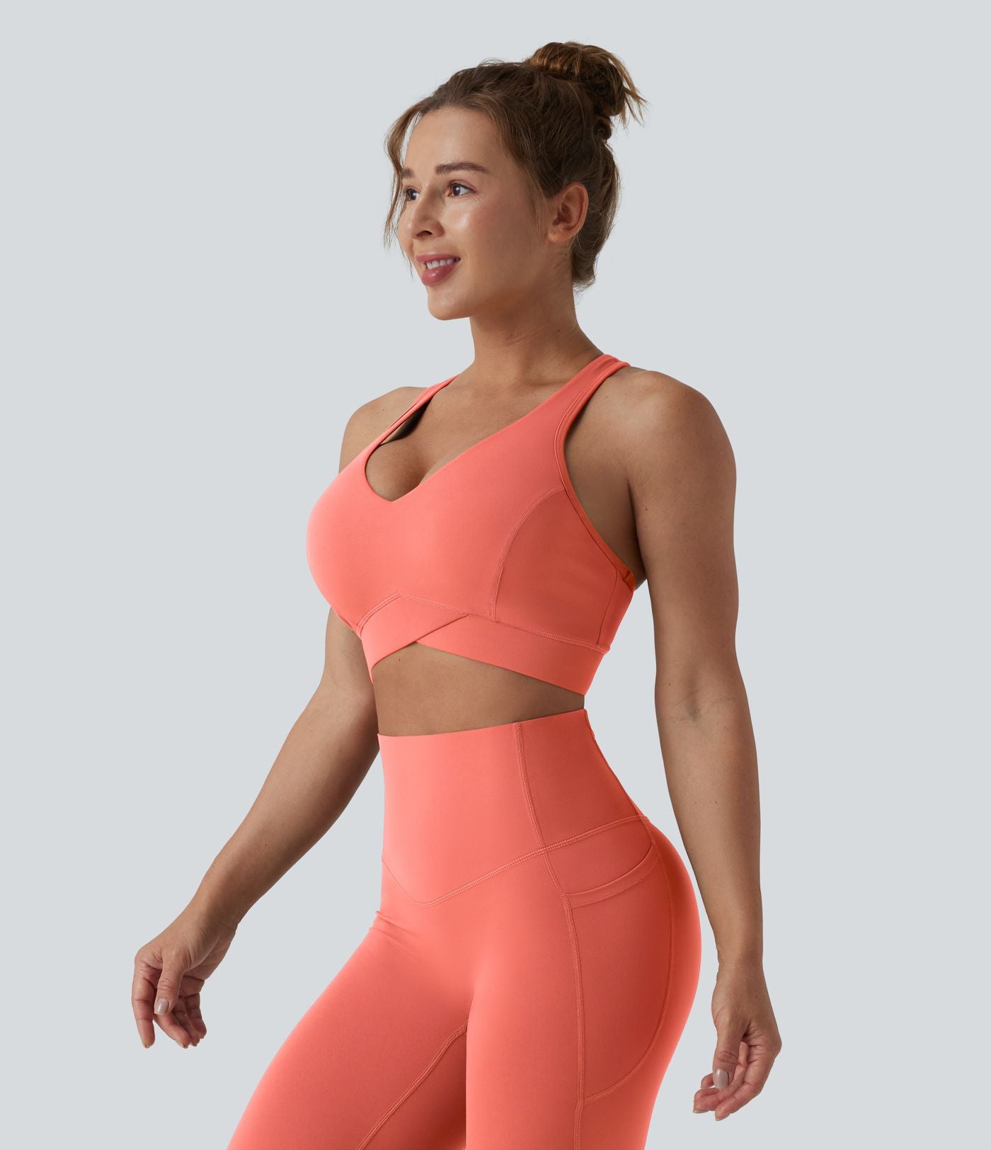 Brassière de sport running Halara UltraSculpt™ maintien léger col V dos nageur bonnets E-G