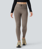 Legging de randonnée 7/8 en molleton taille haute avec cordon et poche