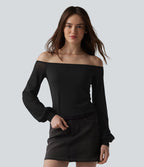 T-shirt SoftlyZero™ Airy décontracté épaules dénudées manches longues en tulle respirant effet frais InstantCool avec brassière intégrée, protection solaire UPF50+
