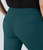 Pantalon tailleur évasé grande taille taille haute Halara Flex™ DayStretch avec poches zippées latérales