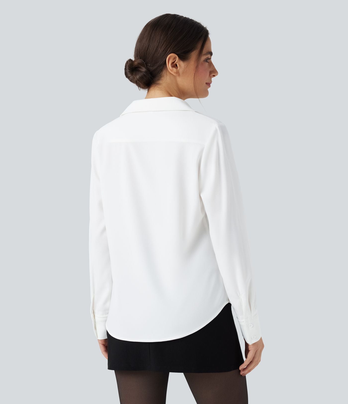 Chemise tailleur manches longues ourlet arrondi