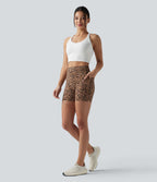 Short cycliste d'entraînement Halara UltraSculpt™ taille haute gainant imprimé léopard 12,5 cm avec poches