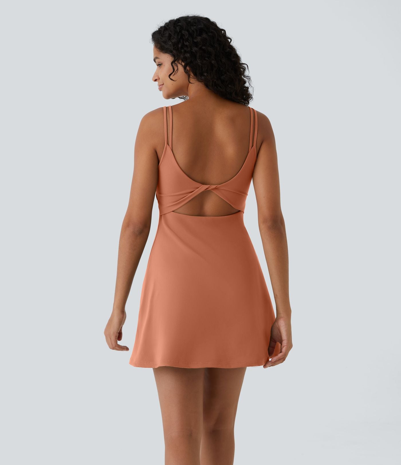 Robe de sport danse 2-pièces SoftlyZero™ Plush double bretelles caraco avec poche A-D