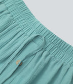 Jupe Midi Fluide Taille Haute Cordon de Serrage Boutonnés Poches Latérales