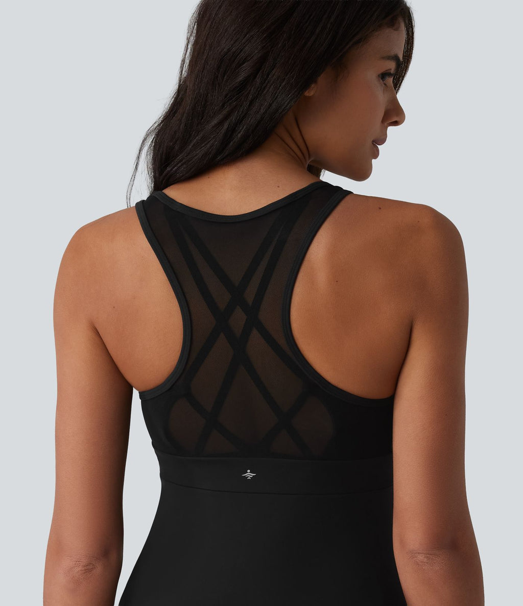 Robe sport SoftlyZero™ en peluche ultra-douce, dos nageur, col U, sans manches, soutien-gorge intégré et poches - Édition Easy Peasy