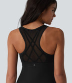 Robe sport SoftlyZero™ en peluche ultra-douce, dos nageur, col U, sans manches, soutien-gorge intégré et poches - Édition Easy Peasy