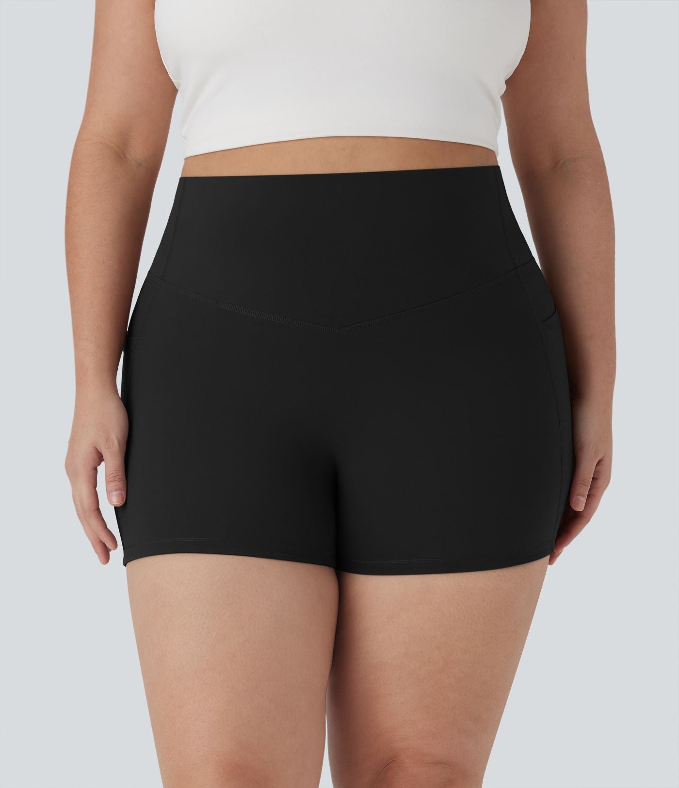 Short cycliste 7,5 cm d'entraînement gainant taille haute grande taille avec poches Halara UltraSculpt™