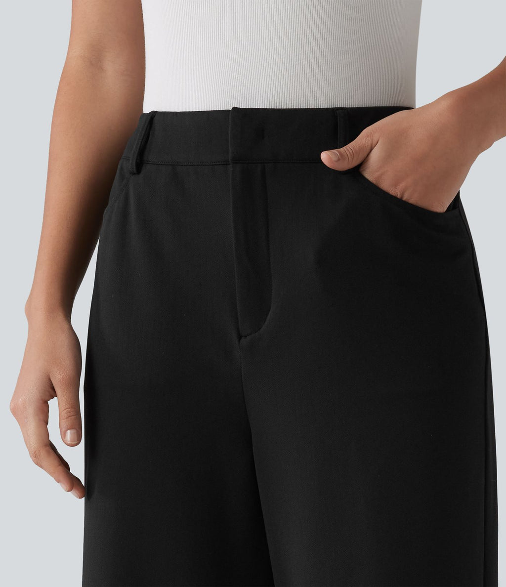 Halara Flex™ Pantalon tailleur droit taille haute à chevrons avec poches