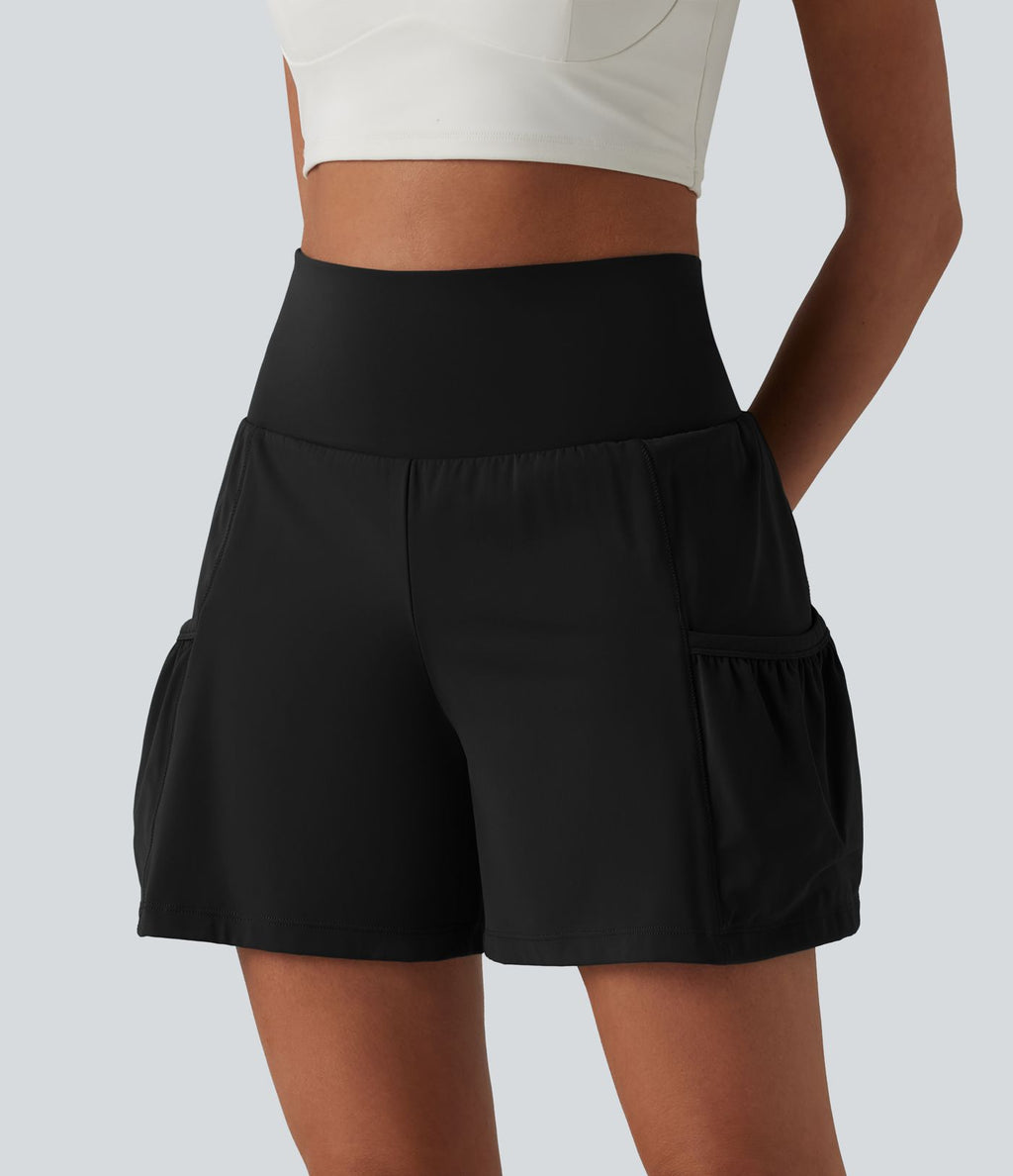 Short de sport SoftlyZero™ Airy taille haute gainant et rafraîchissant 2 en 1, 12,5 cm, avec poches