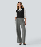 Pantalon tailleur coupe droite taille haute Halara Flex™ avec poches