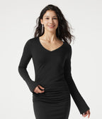 Haut en dentelle, col V, manches longues