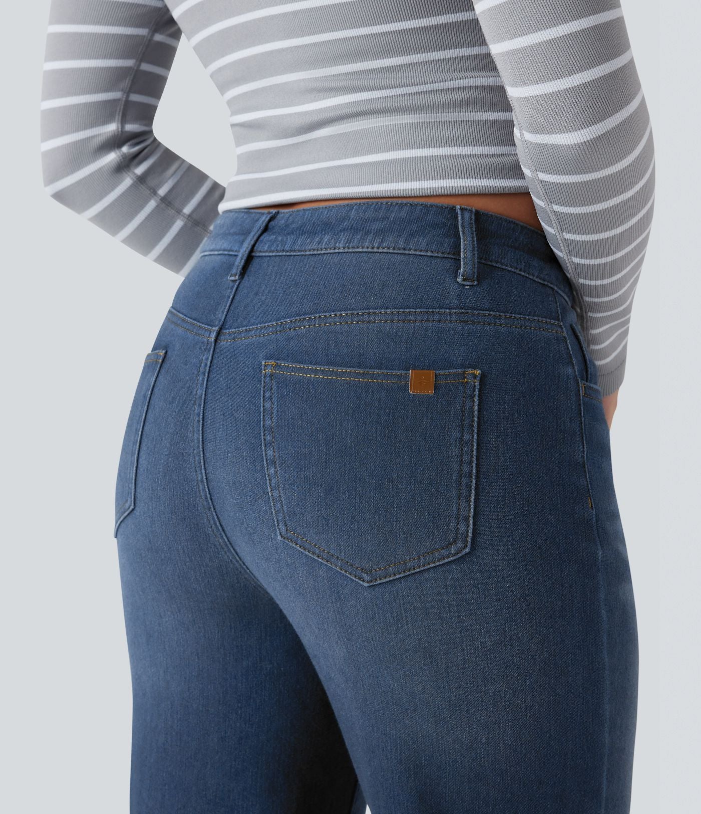 Jean droit Halara Flex™ Denim Heat casual molleton taille haute avec poches