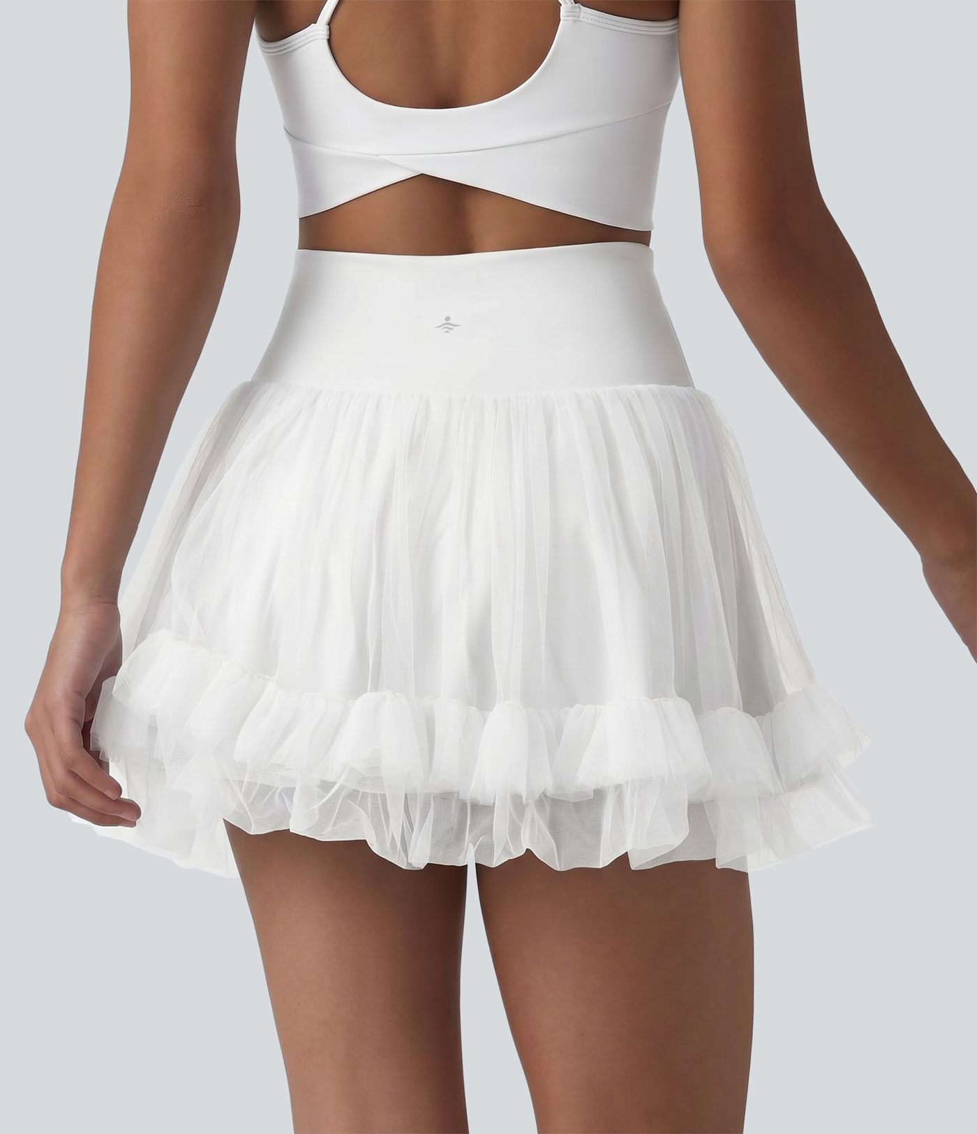 Jupe mini de sport 2 en 1 taille haute ventre plat en maille contrastée avec poches