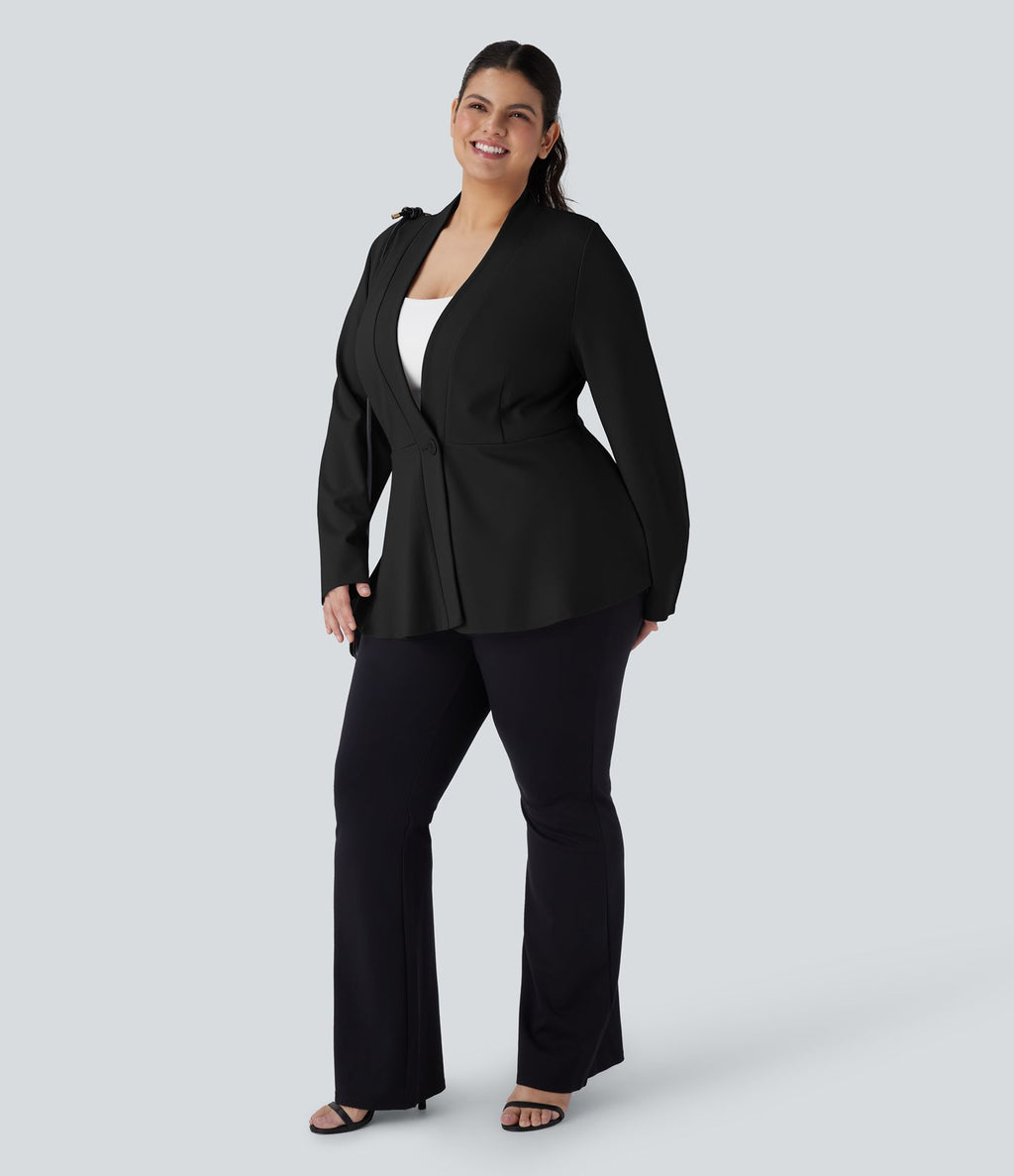 Veste de travail basque devant unique col V grande taille