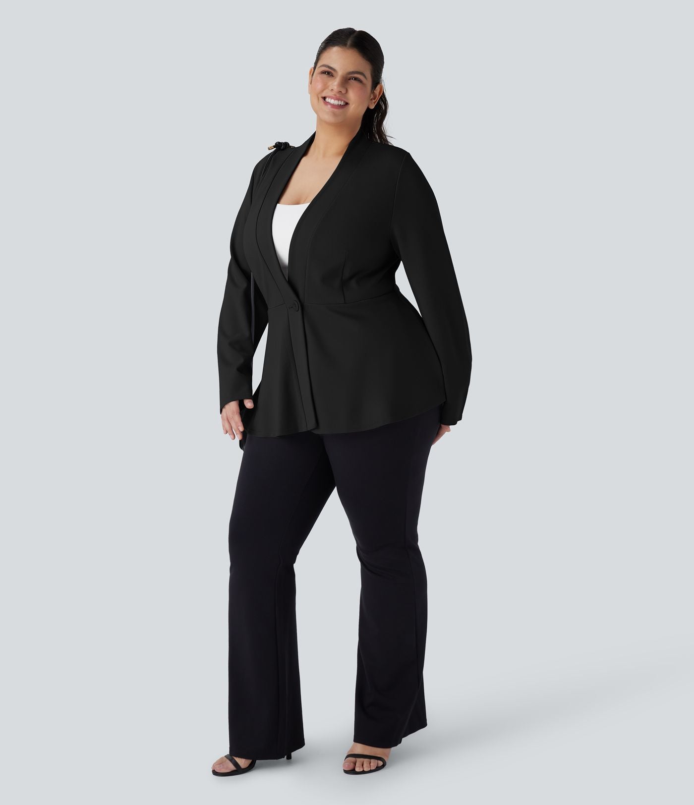 Veste de travail basque devant unique col V grande taille