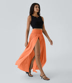 Breezeful™ Jupe Taille Haute Casual Maxi Séchage Rapide Fluide Fente Plissée 2 en 1