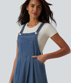 Robe midi décontractée Halara Flex™ à col carré en denim avec poches