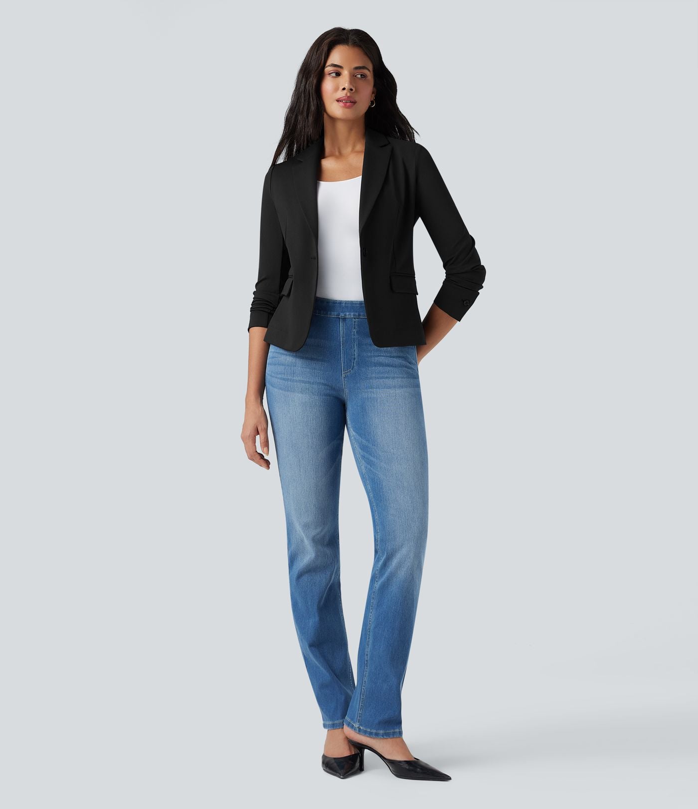 Blazer de travail col cranté à manches longues DayStretch avec poches