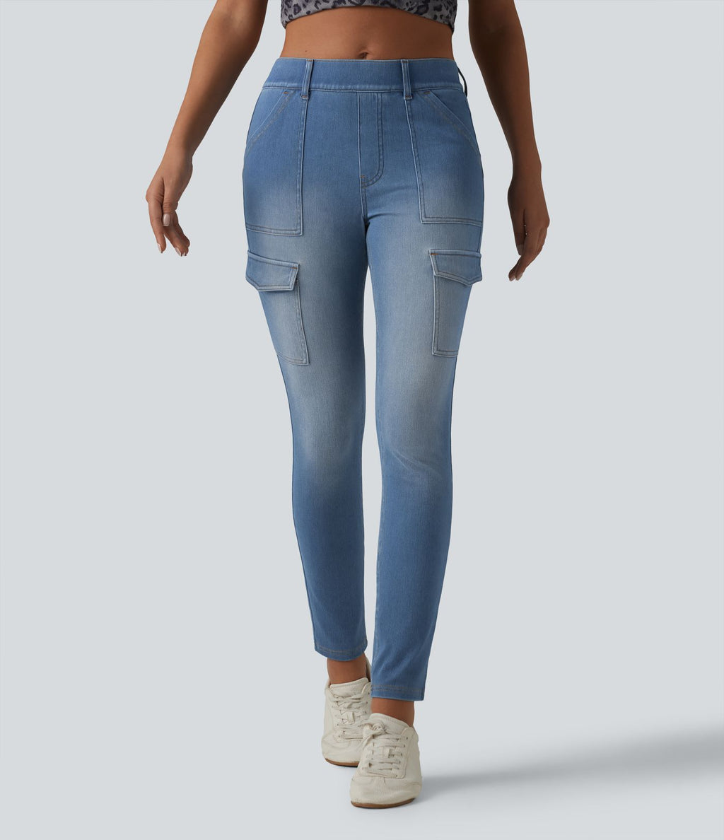 Halara Flex™ Jean skinny casual cargo taille mi-haute avec poches