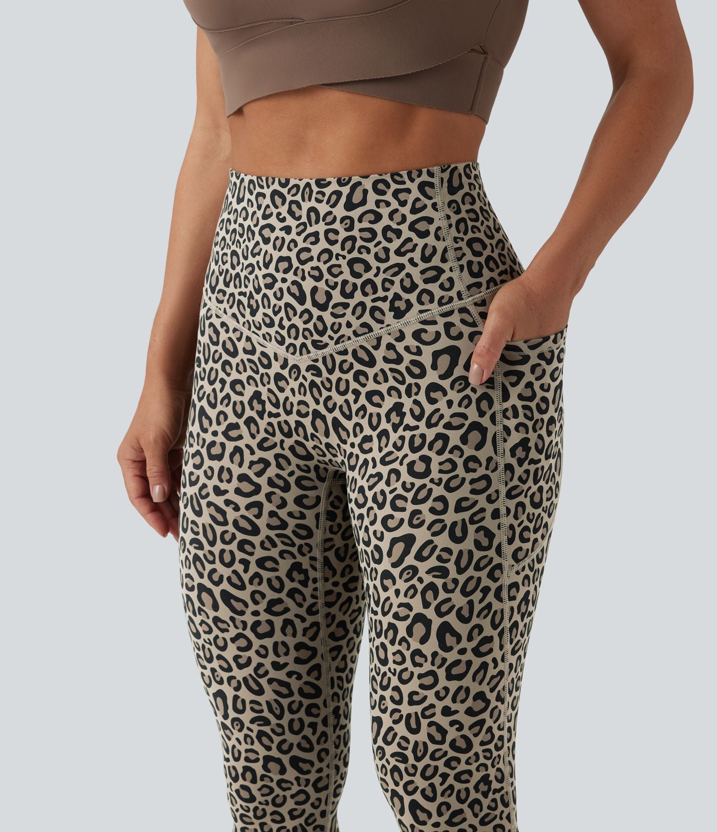 Legging de yoga gainant taille haute imprimé léopard avec poches Halara UltraSculpt™