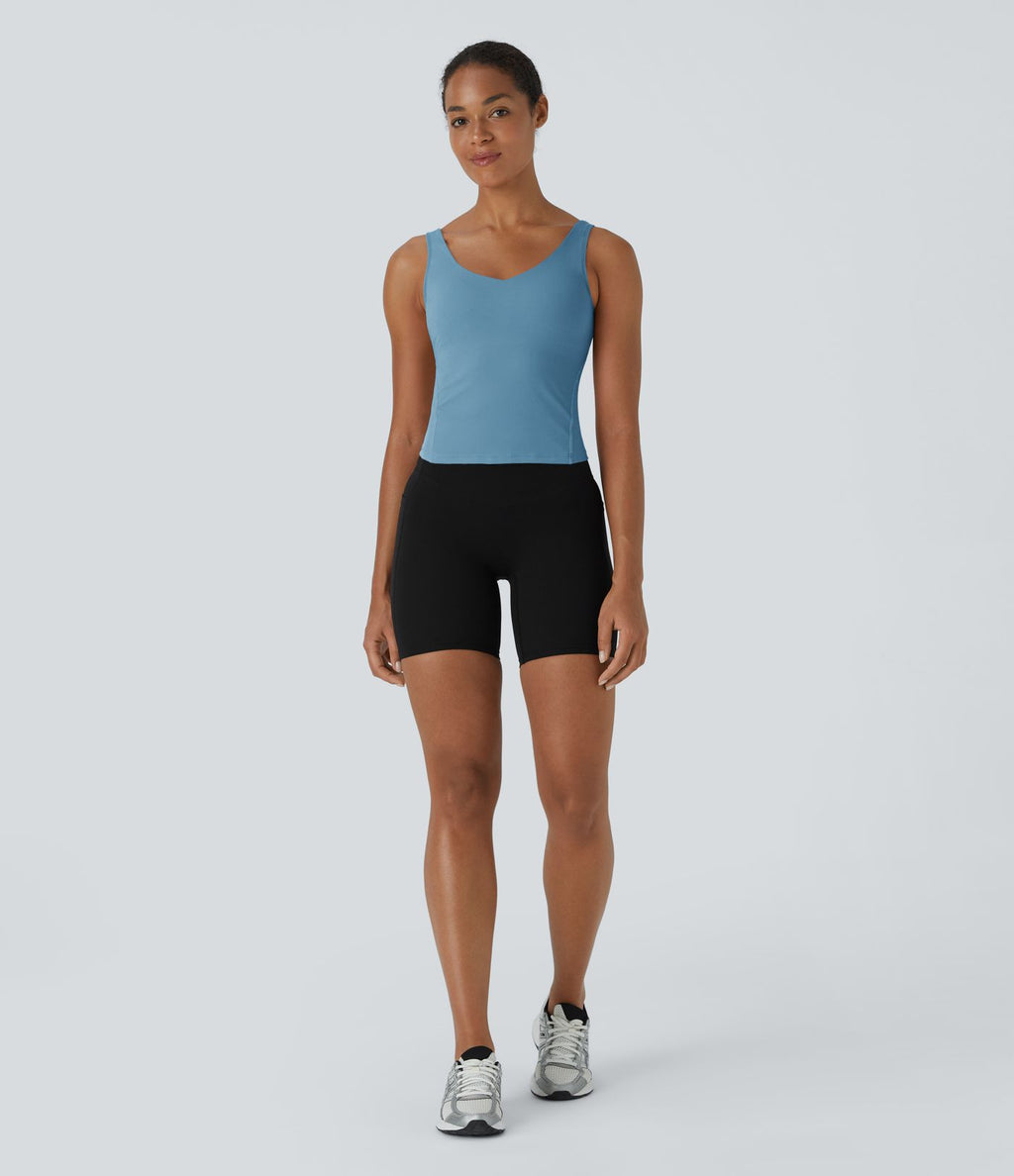 Softlyzero™ Plush Top Débardeur Uni Col en V Soutien-Gorge Intégré