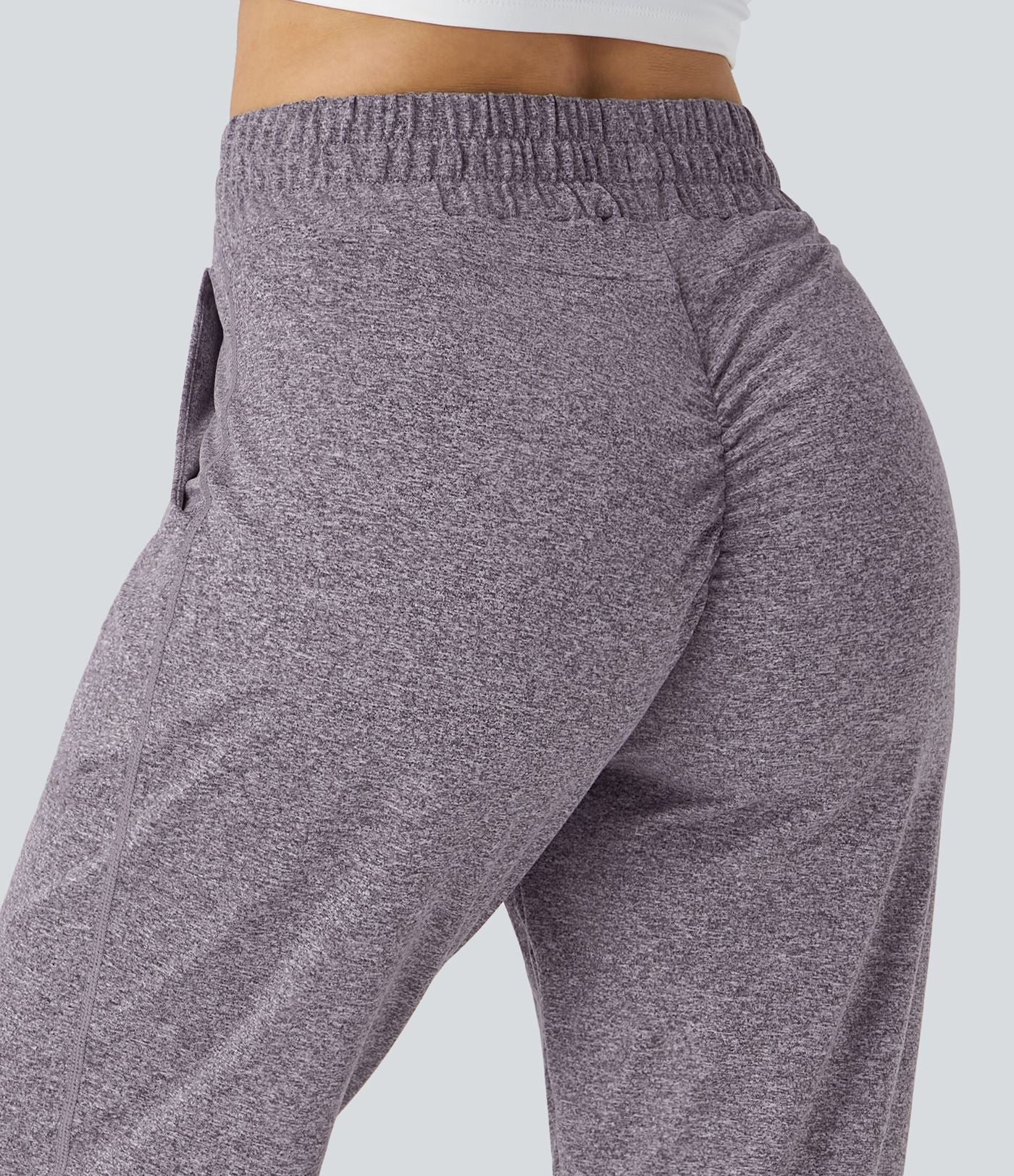 Jogging Yoga Froncé Taille Haute Cordon de Serrage Poche Latérale