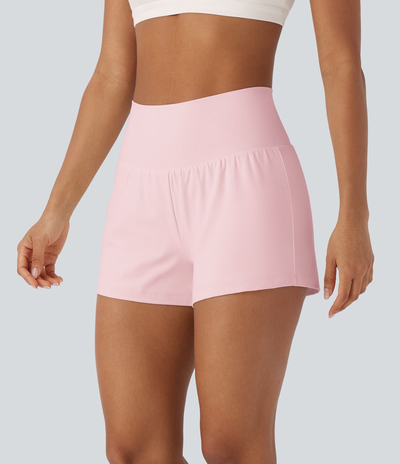 Short 7,5cm Yoga 2 en 1 Super Taille Haute Poches Arrière Poches Cachées Latérales
