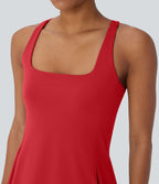 Robe de sport yoga mini 2-pièces SoftlyZero™ Plush à découpes avec poche A-C