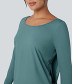 Top de sport yoga SoftlyZero™ Airy mesh contrastant à découpes manches longues avec trous pouces - UPF50+
