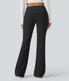 Pantalon décontracté évasé en maille pull taille basse repliable