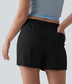 Short casual lin taille mi-haute avec cordon de serrage et poches