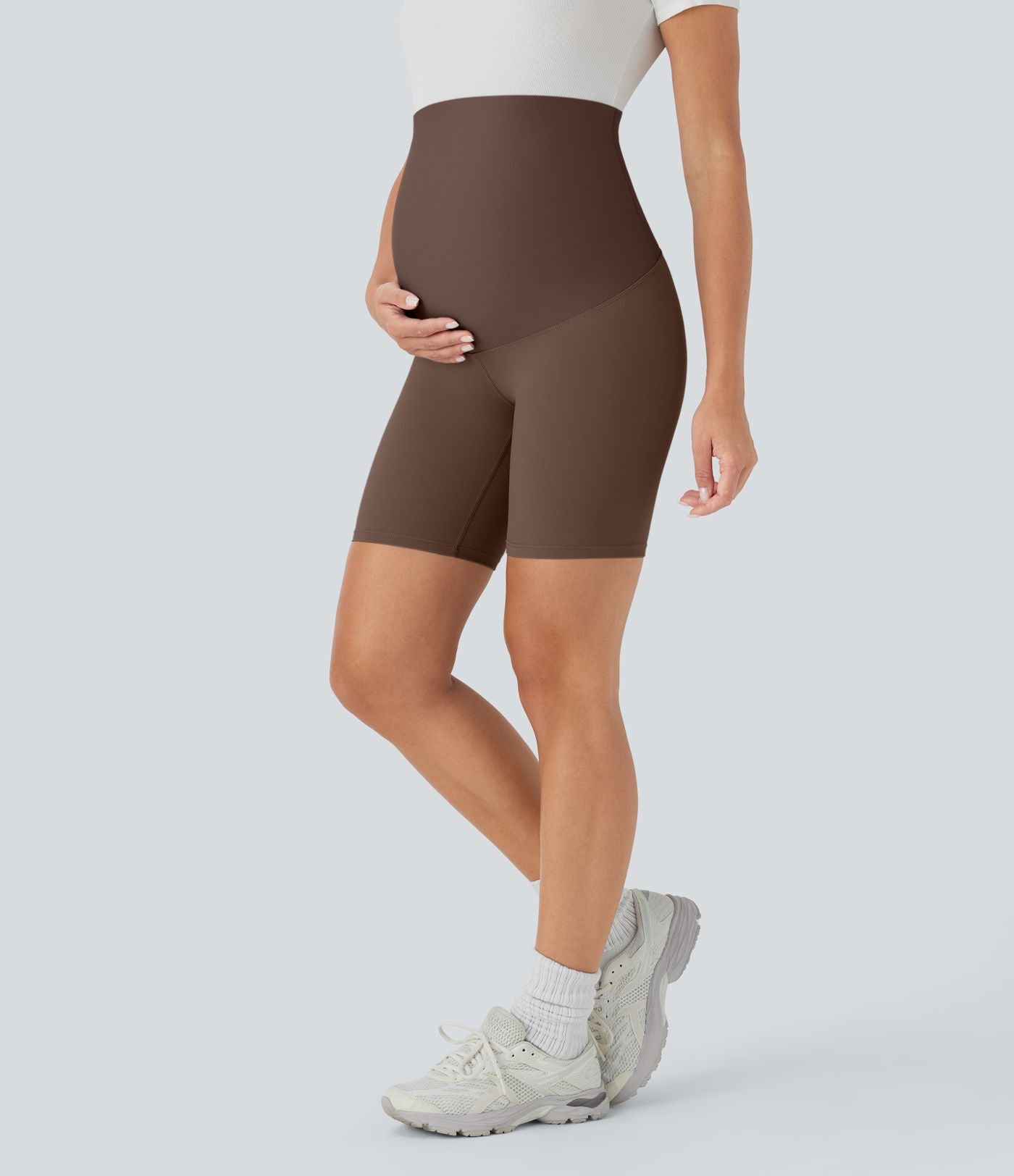 Short cycliste de yoga de maternité Softlyzero™ à taille super haute 17,5 cm-UPF50+