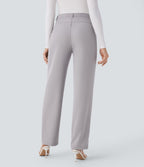 Pantalon tailleur droit à taille haute avec poches latérales