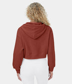 Sweatshirt en Coton Casual à Manches Longues avec Cordon de Serrage et Zipper Style Waffle