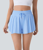 Short cycliste 17,5 cm de yoga gainant taille haute avec découpes - UPF50+ SoftlyZero™