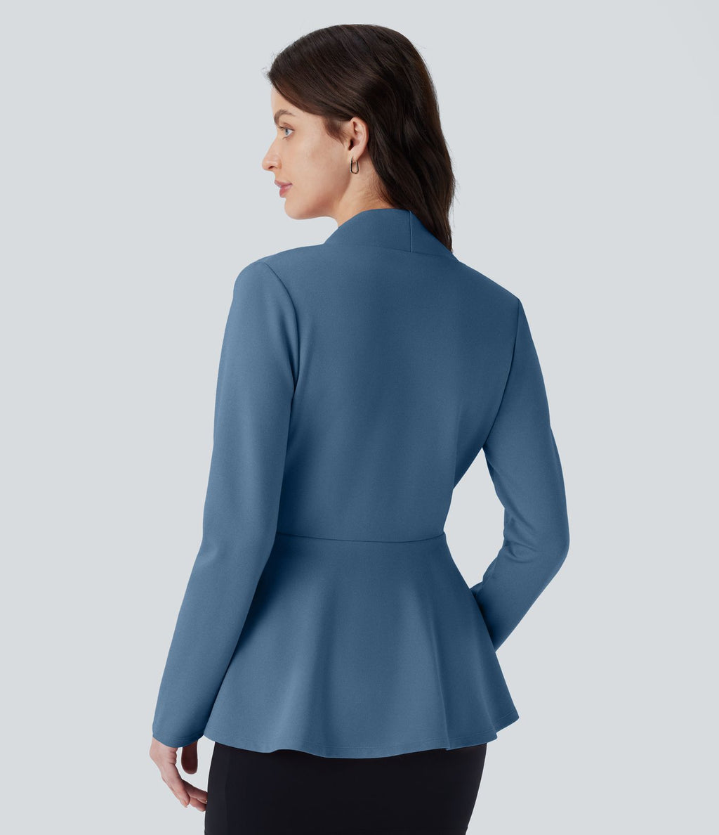 Veste péplum de travail col en V avec un bouton