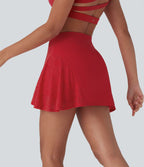 Jupe mini de yoga 2-en-1 SoftlyZero™ Airy croisée taille haute avec dentelle contrastante, à effet frais InstantCool et poche, protection solaire UPF50+