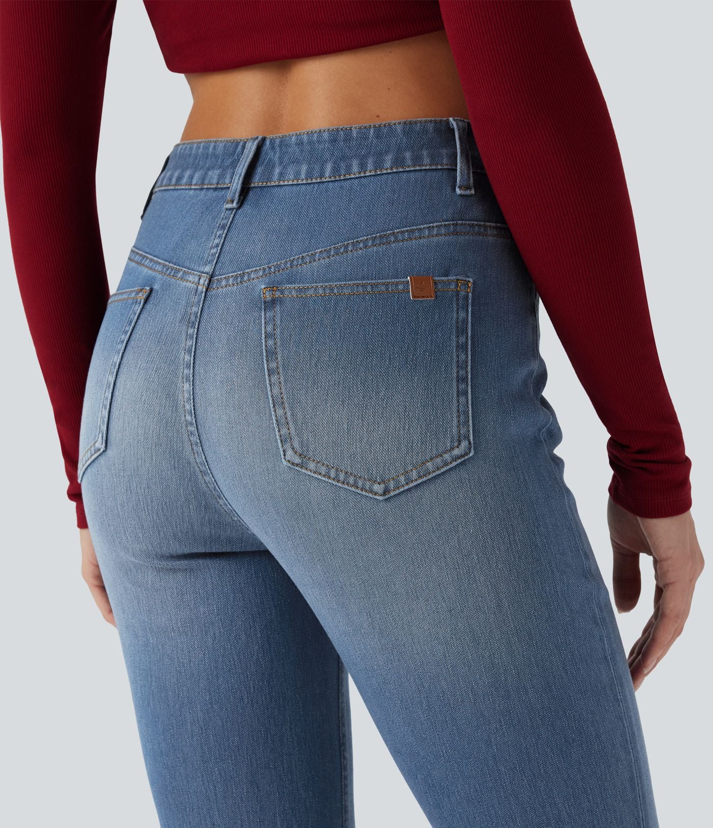 Jean décontracté Halara Flex™ évasé 7/8 taille haute ourlet retroussé avec poches