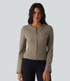 Veste tailleur col rond manches longues