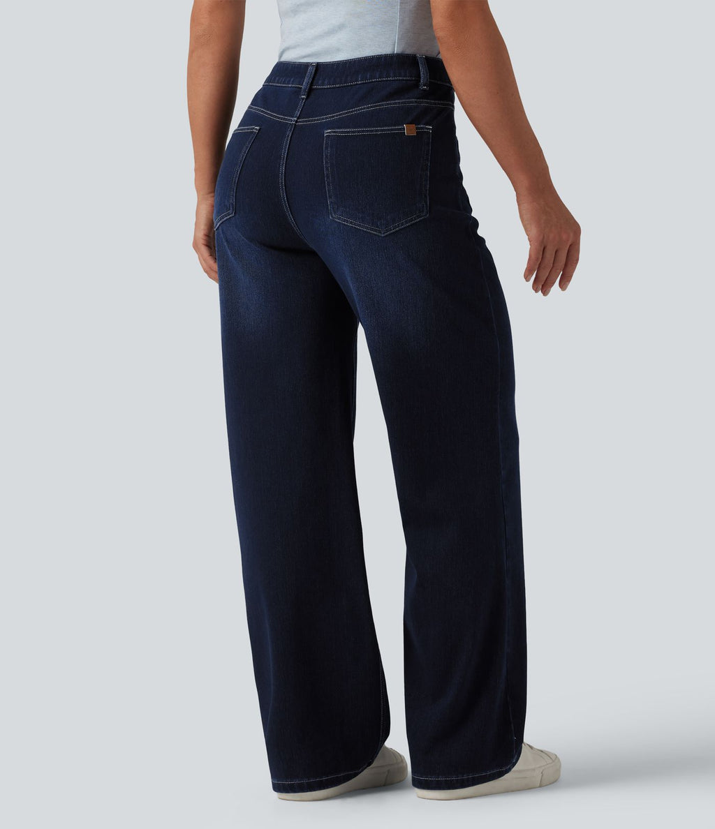 Halara Flex™ Jean coupe droite décontracté taille mi-haute avec poches