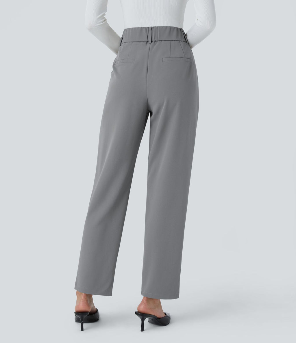 Pantalon tailleur Halara Flex™ fuselé uni, taille haute, avec poches