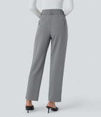Pantalon tailleur Halara Flex™ fuselé uni, taille haute, avec poches