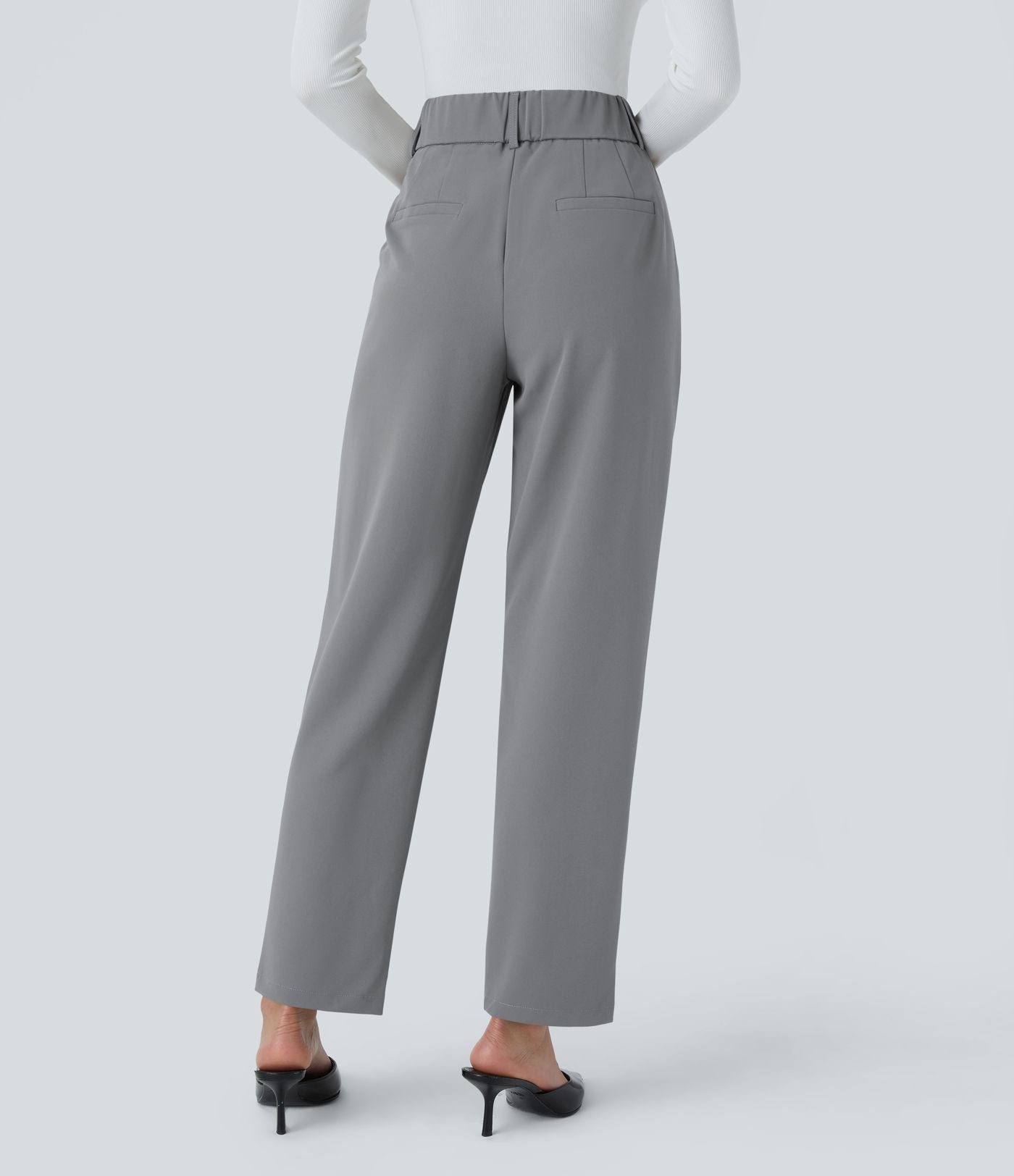 Pantalon tailleur Halara Flex™ fuselé uni, taille haute, avec poches