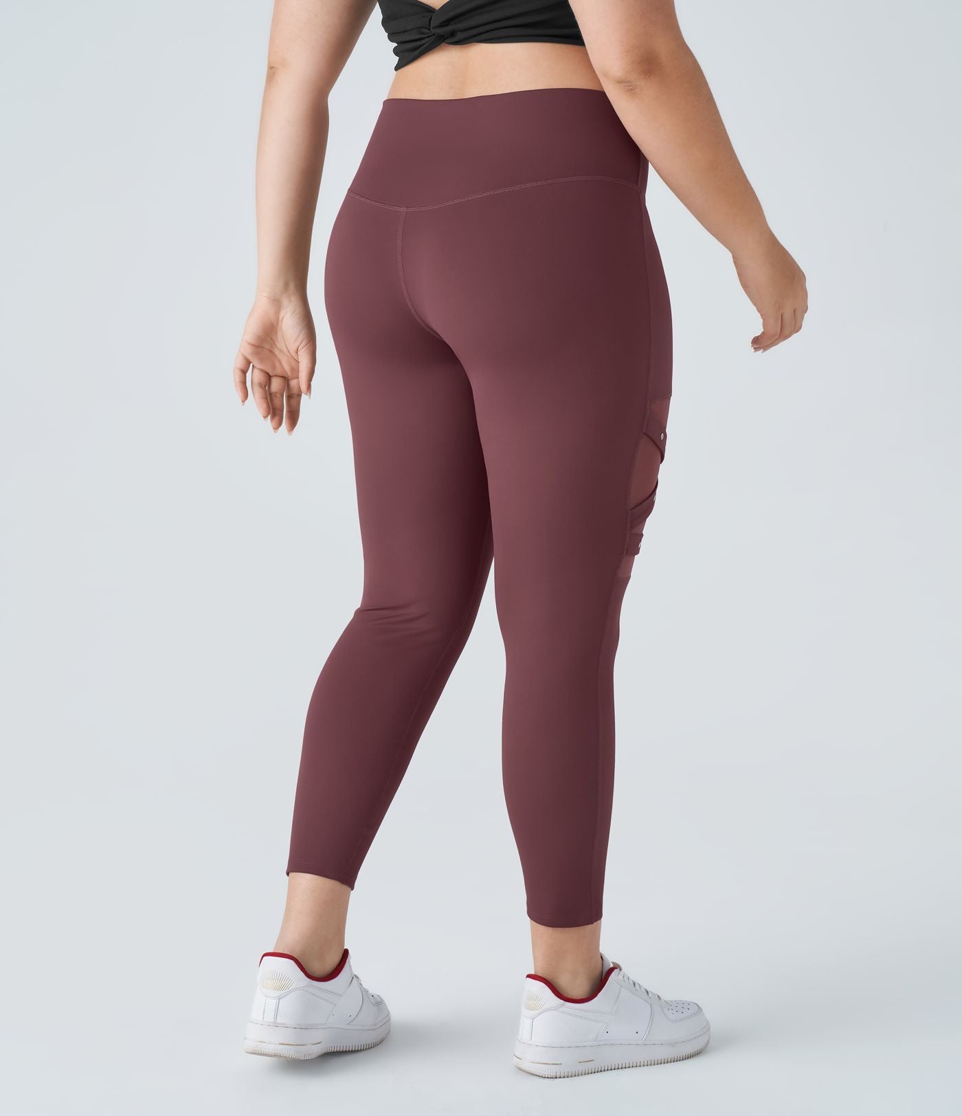 Legging yoga grande taille croisé taille haute avec mesh contrastant et boucle décorative DayStretch