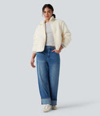 Veste sherpa col montant manches longues avec poches