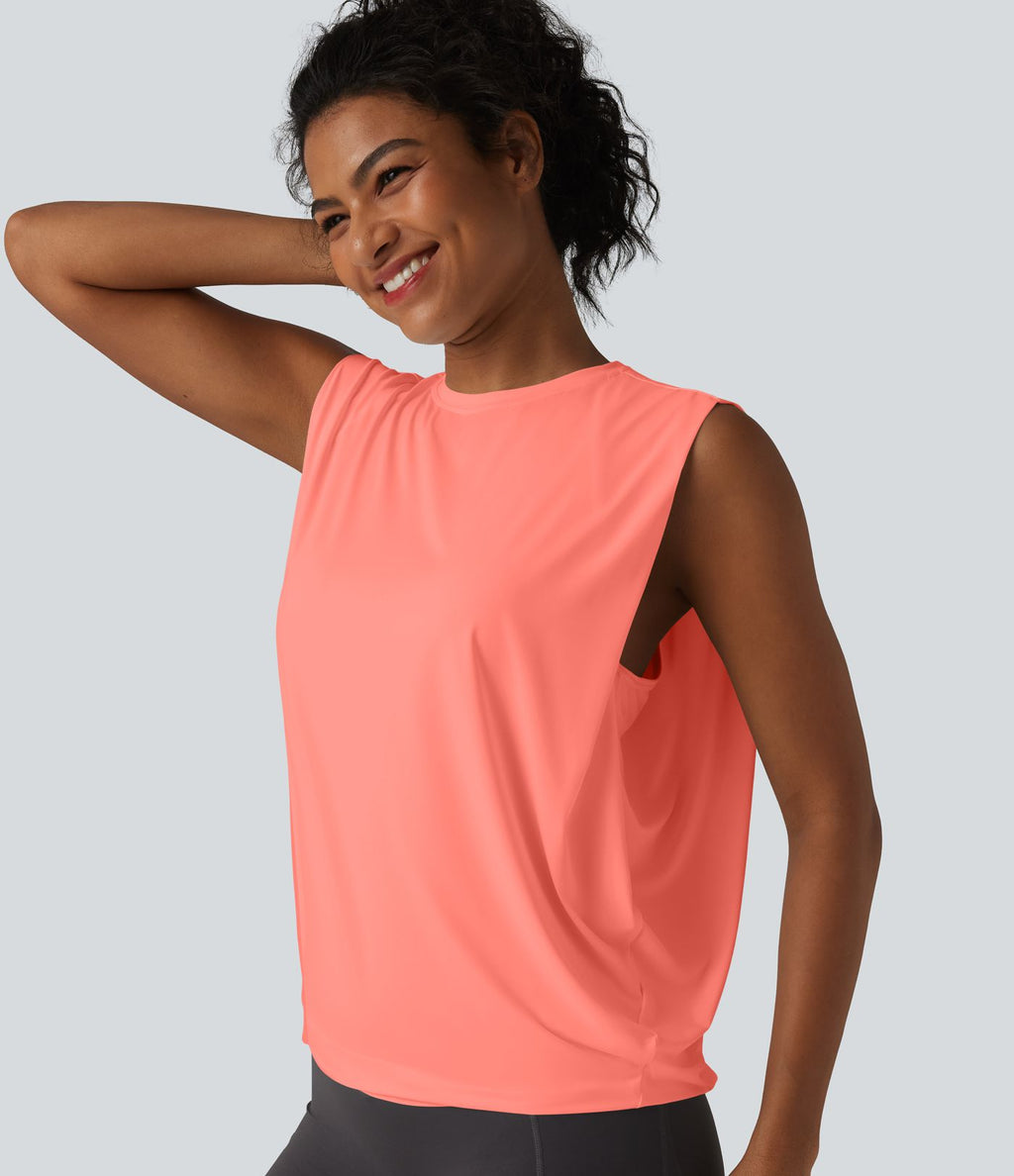 Débardeur de yoga col rond croisé effet frais InstantCool, protection solaire UPF50+